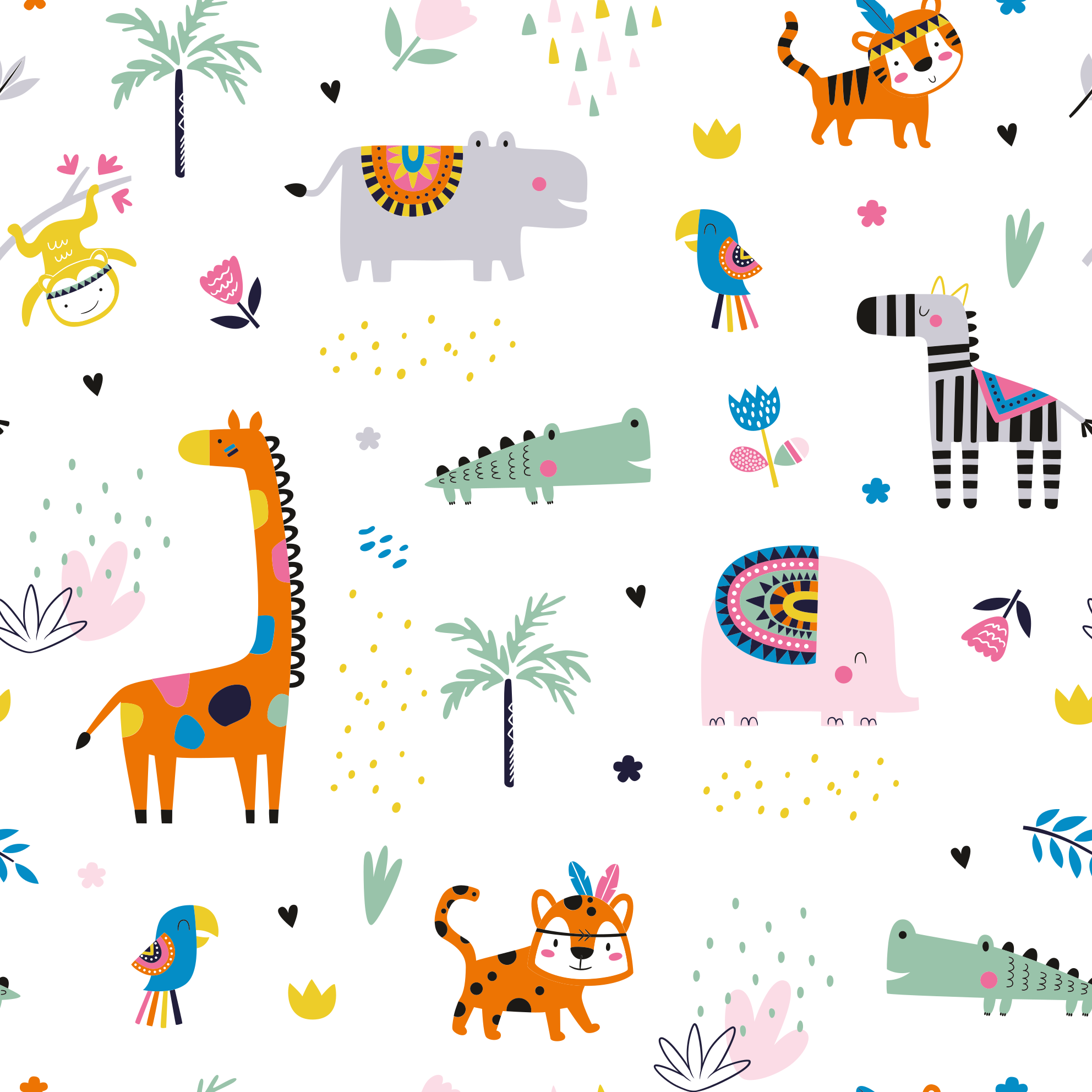 Tapis vinyle bébé thème de safari joyeux - TenStickers