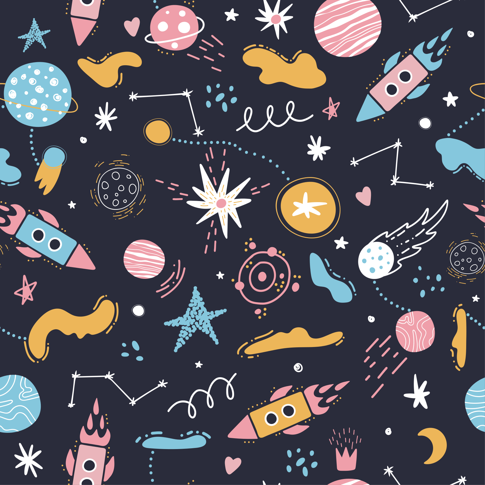 Tapis vinyle enfant aventure spatiale et cosmique - TenStickers