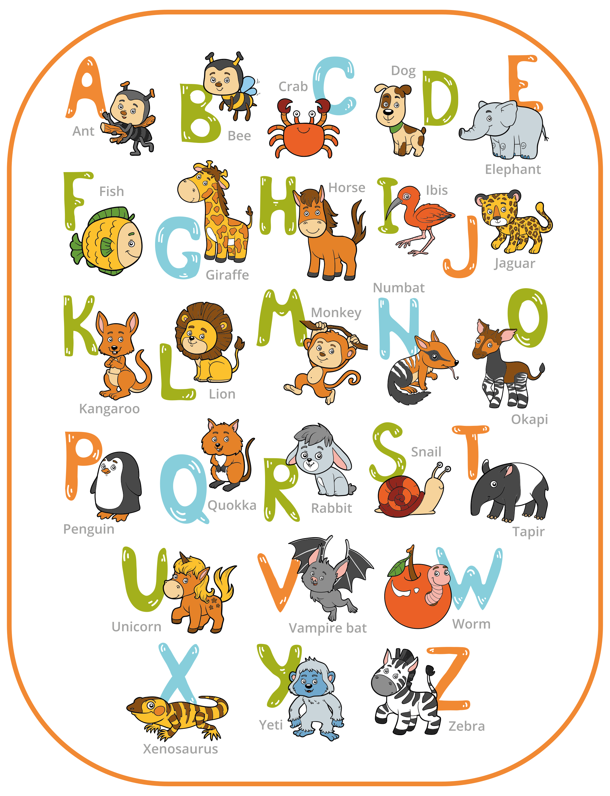 Tapis vinyle lettres alphabet animal éducatif - TenStickers