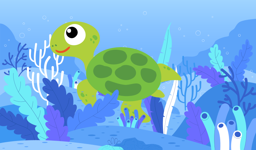 Tapis vinyle enfant tortue verte - TenStickers