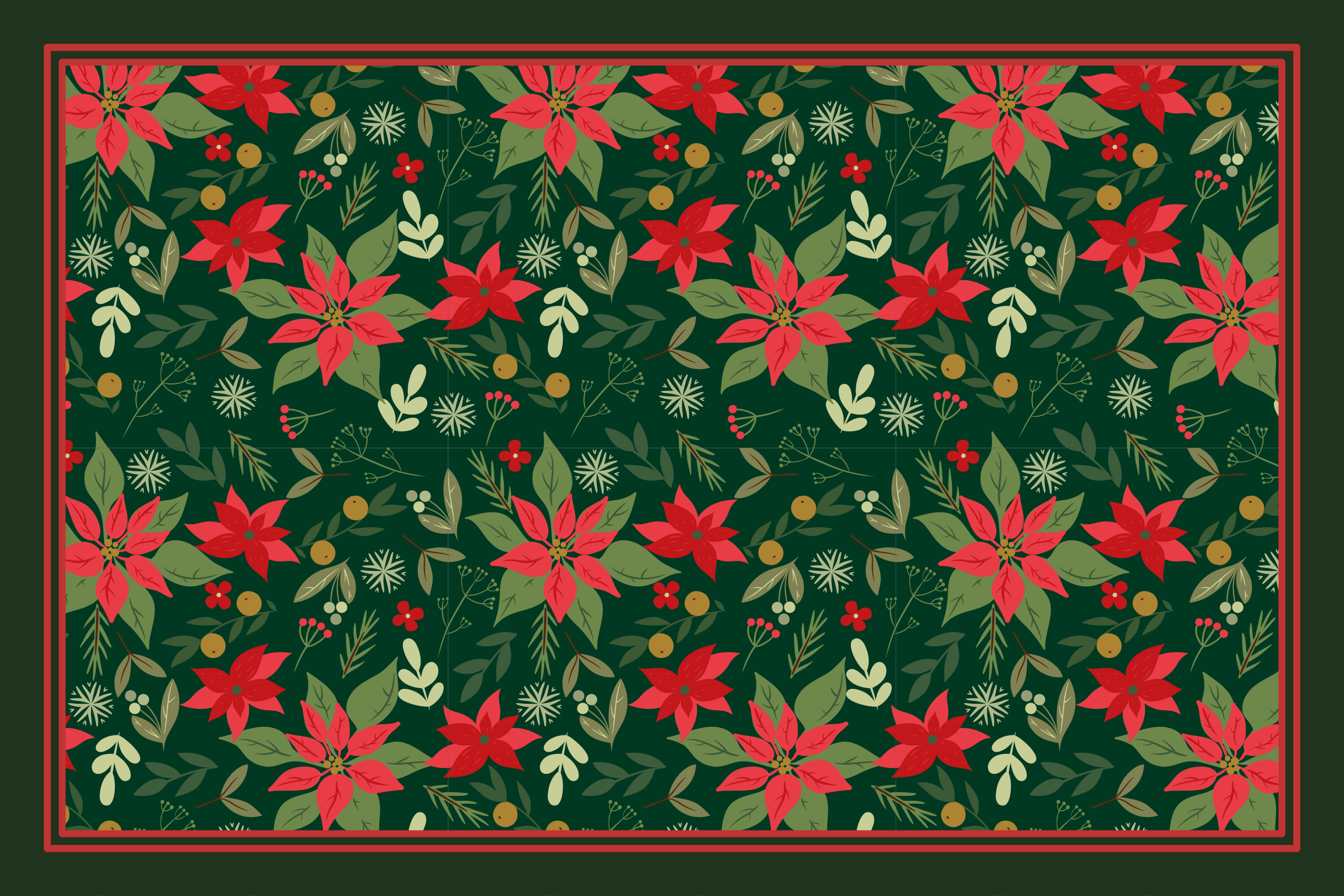 Tapis vinyle noël motif de poinsettia festif - TenStickers
