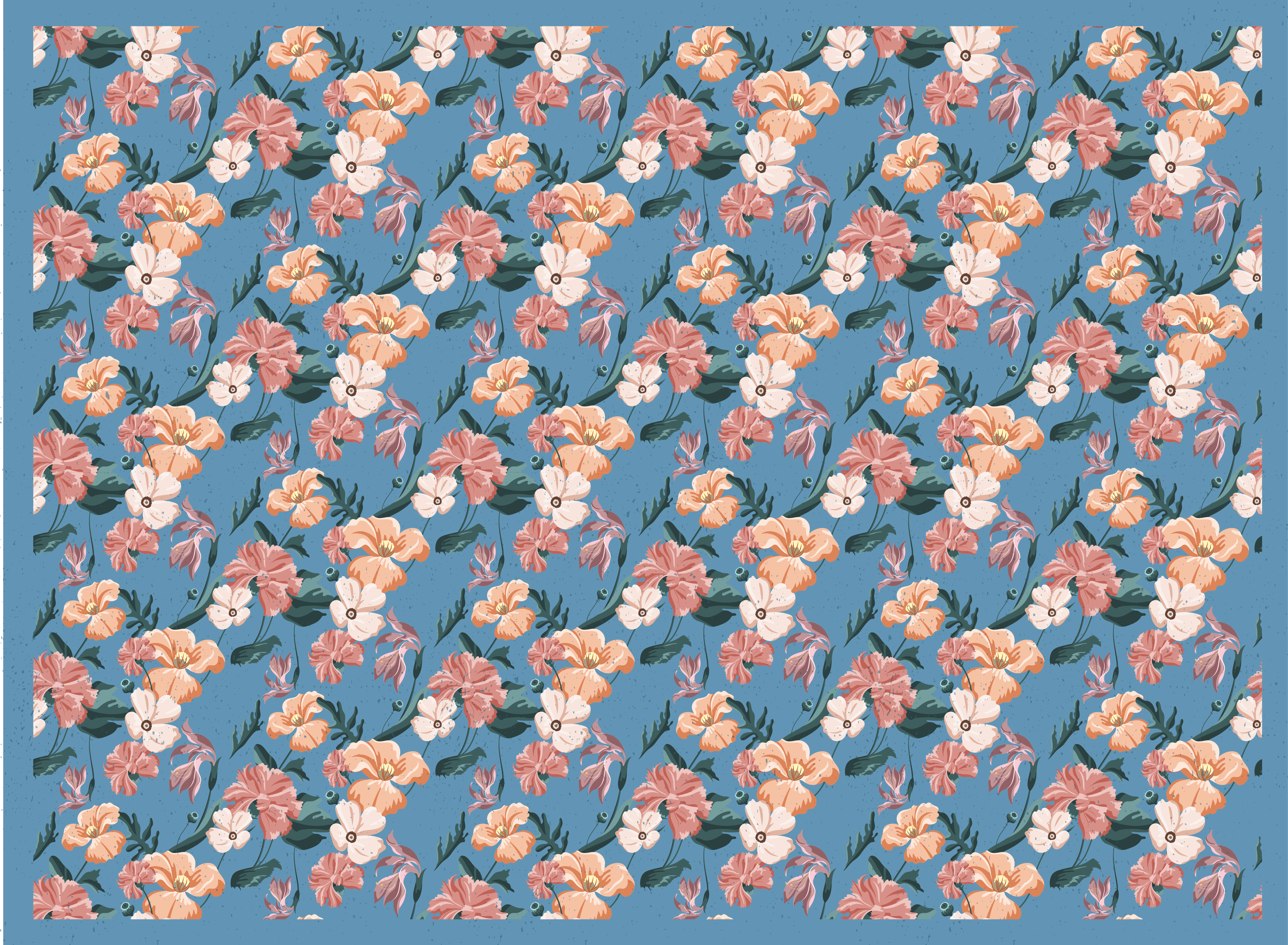 Tapis vinyle plantes motif floral - TenStickers