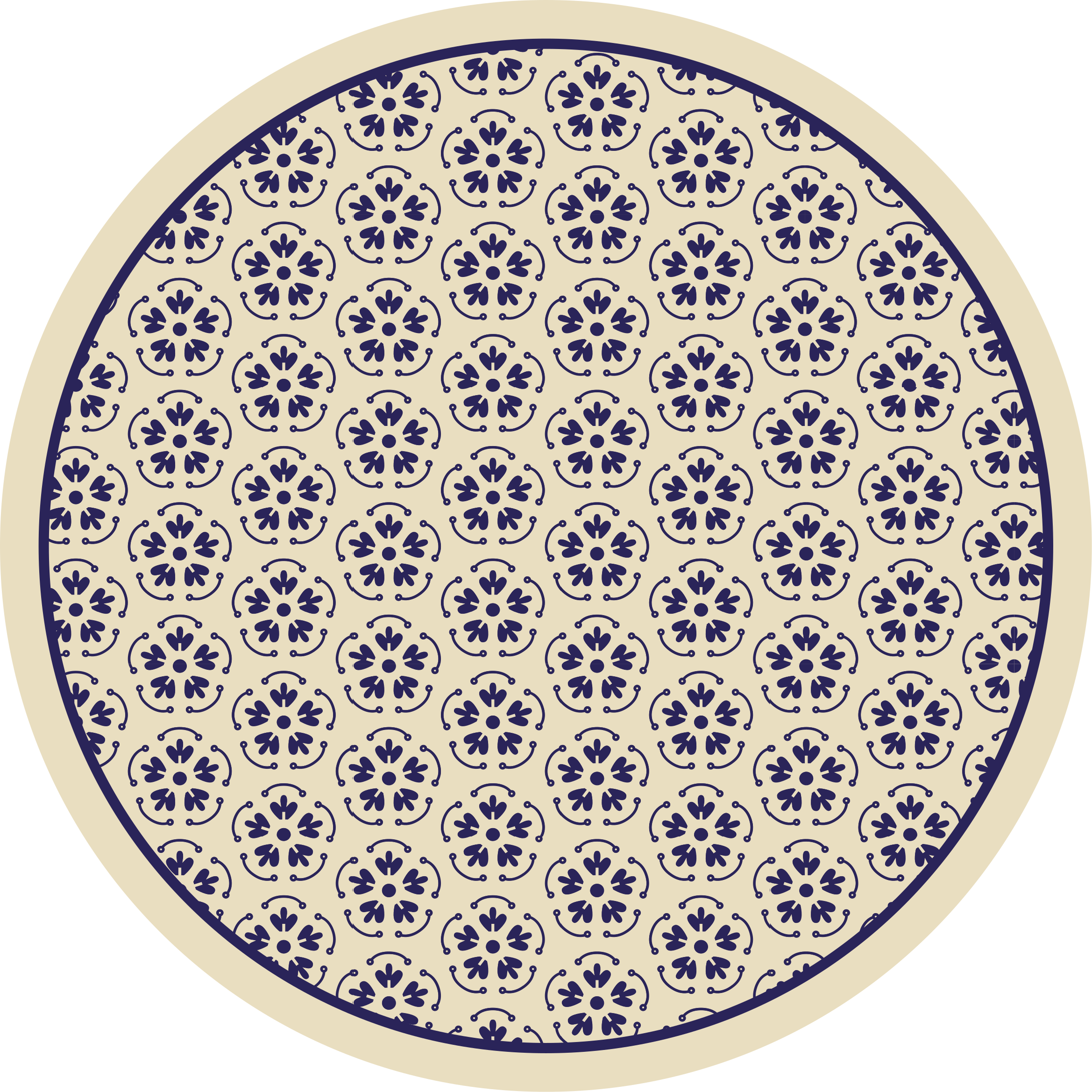 Tapis vinyle plantes motif de mosaïque circulaire - TenStickers