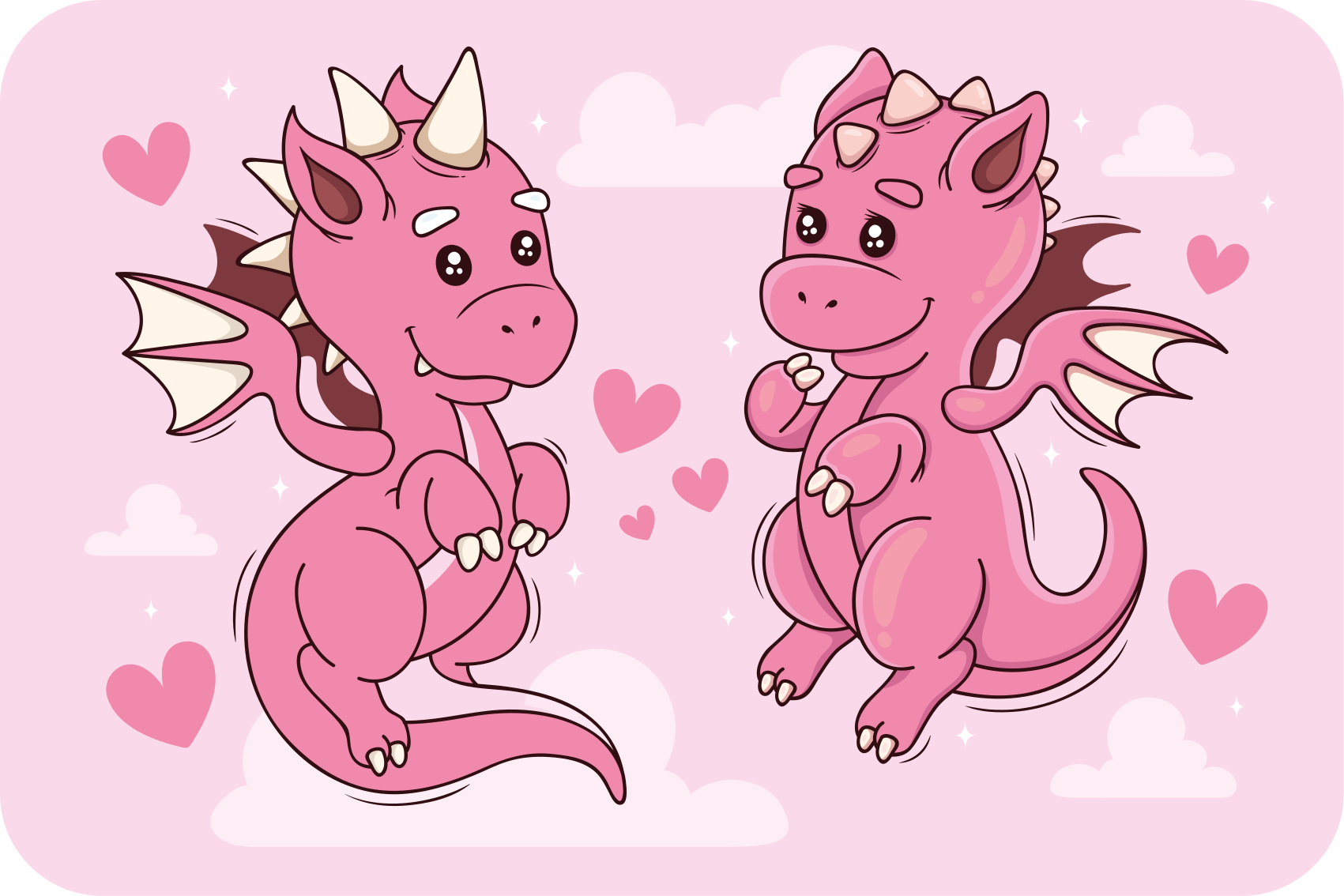 Tapis vinyle enfant trio de dragons roses - TenStickers