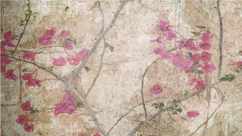 Tapis vinyle plantes superposition de branches de fleurs - TenStickers