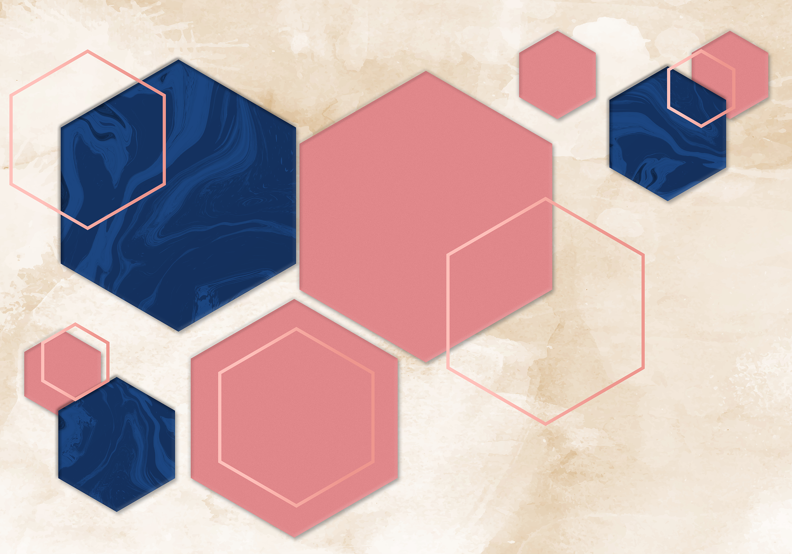 Tapis vinyle géométrique hexagones abstraits - TenStickers