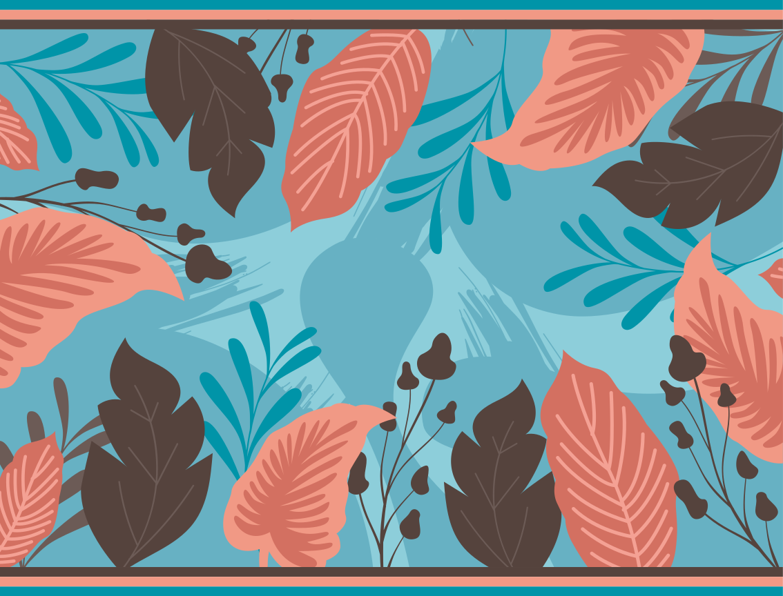 Tapis vinyle plantes bleu motif feuilles botaniques - TenStickers
