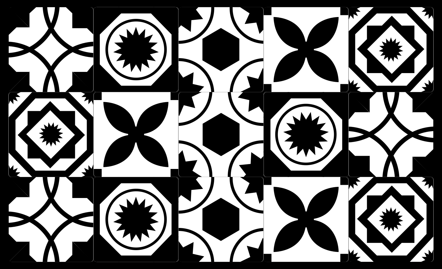 Tapis vinyle carreaux de ciment noir et blanc - TenStickers