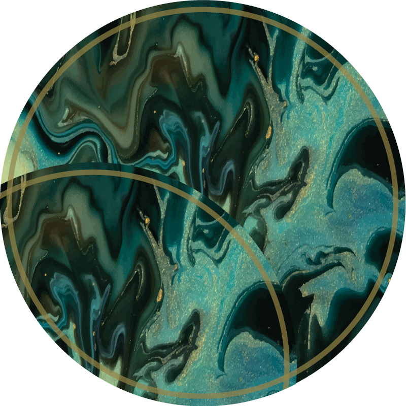 Tapis vinyle rond marbre vert abstrait - TenStickers