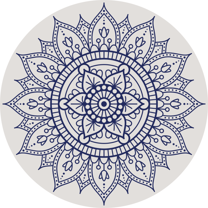 Tapis vinyle rond salon motif mandala bleu - TenStickers