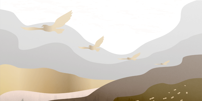 Tapis vinyle animal silhouettes oiseaux et montagnes - TenStickers