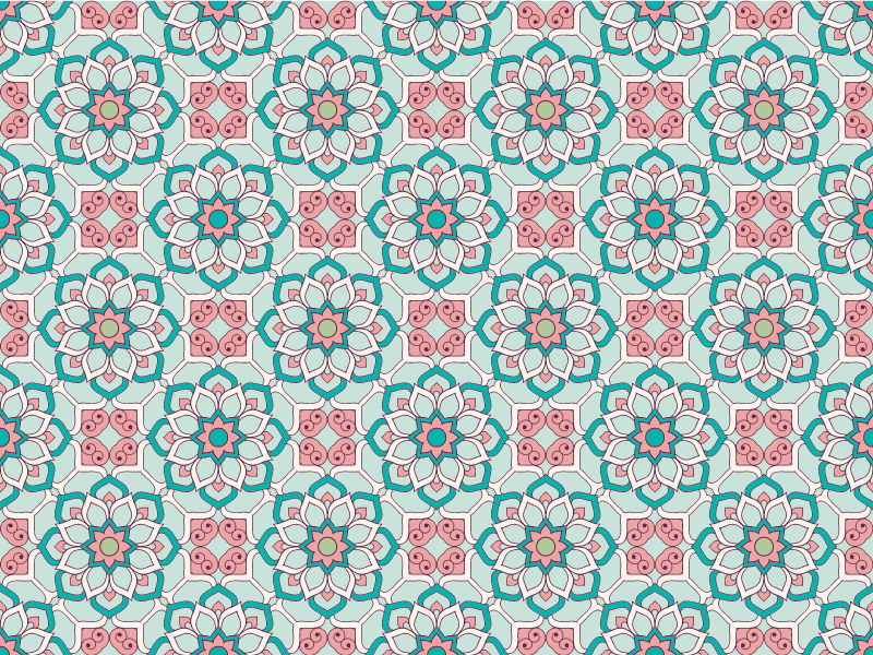 Tapis vinyle carreaux de ciment motif floral pastel - TenStickers