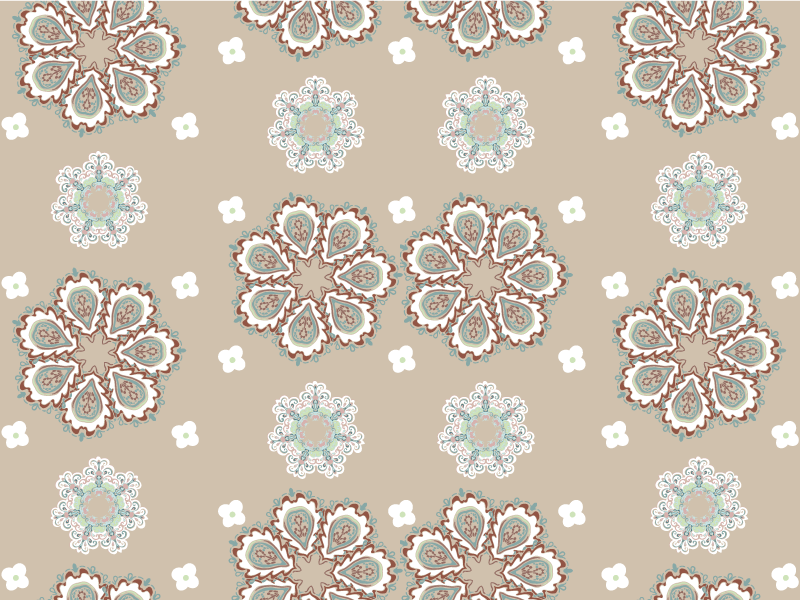 Tapis vinyle beige plantes motif mosaïque florale - TenStickers