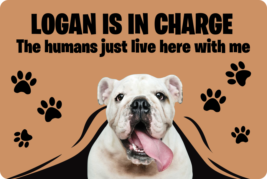 Tapis vinyle entrée animal photo et nom personnalisé anglais - TenStickers