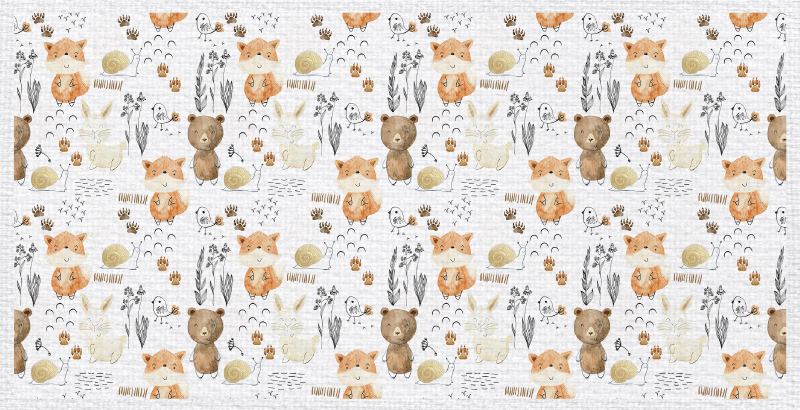 Tapis vinyle enfantamis animaux heureux fôret - TenStickers