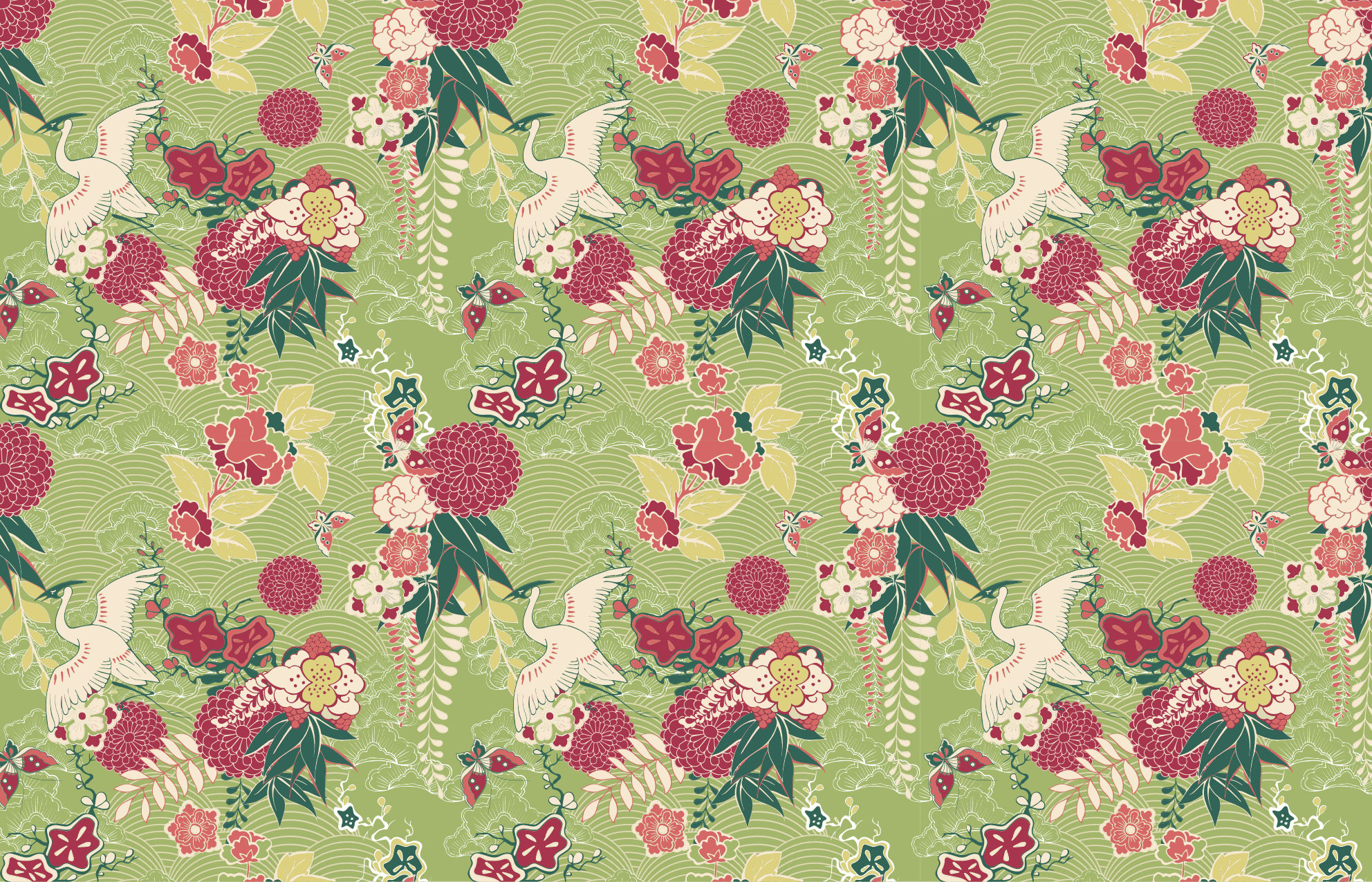 Tapis motif soie orientale style chinoiserie - TenStickers