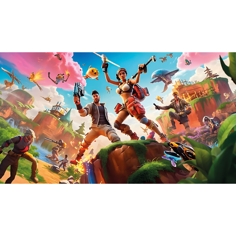 Tapis vinyle personnages jeux vidéo en action - TenStickers