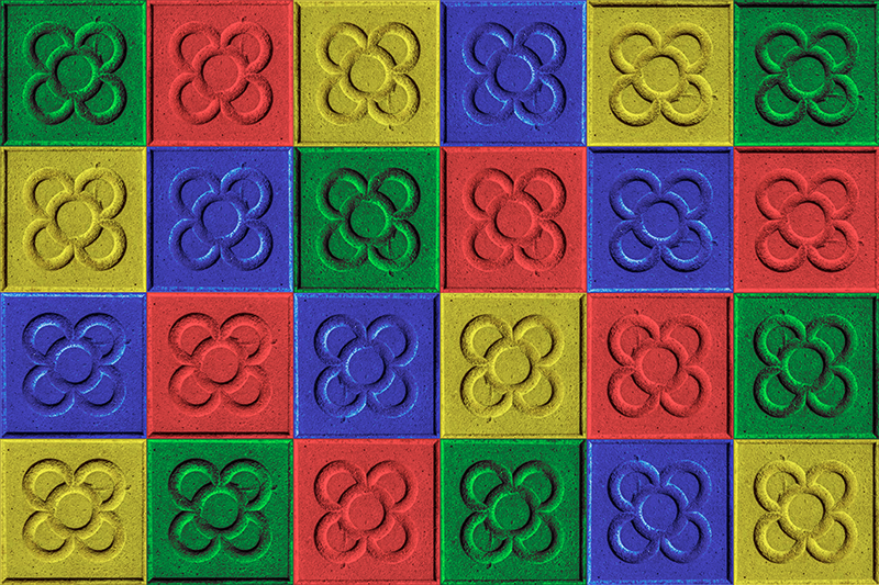 Tapis vinyle salon tuiles style pop art - TenStickers