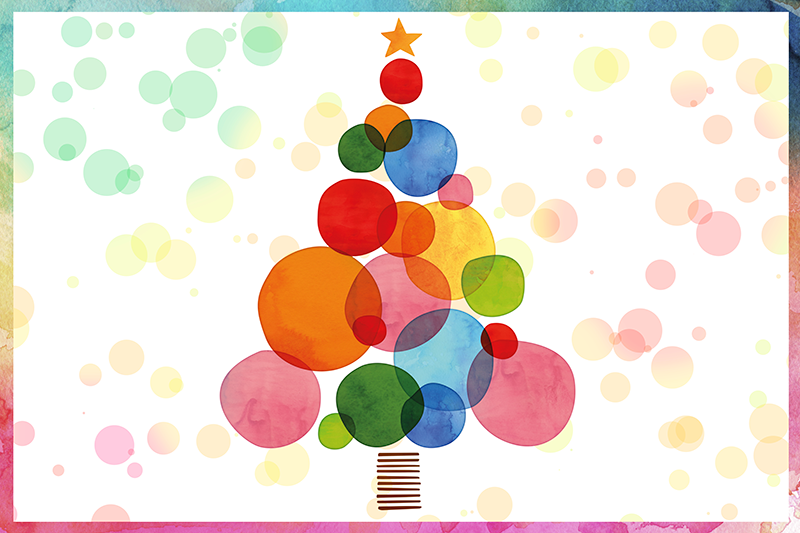 Tapis vinyle entrée arbre de noël bulles de couleurs - TenStickers