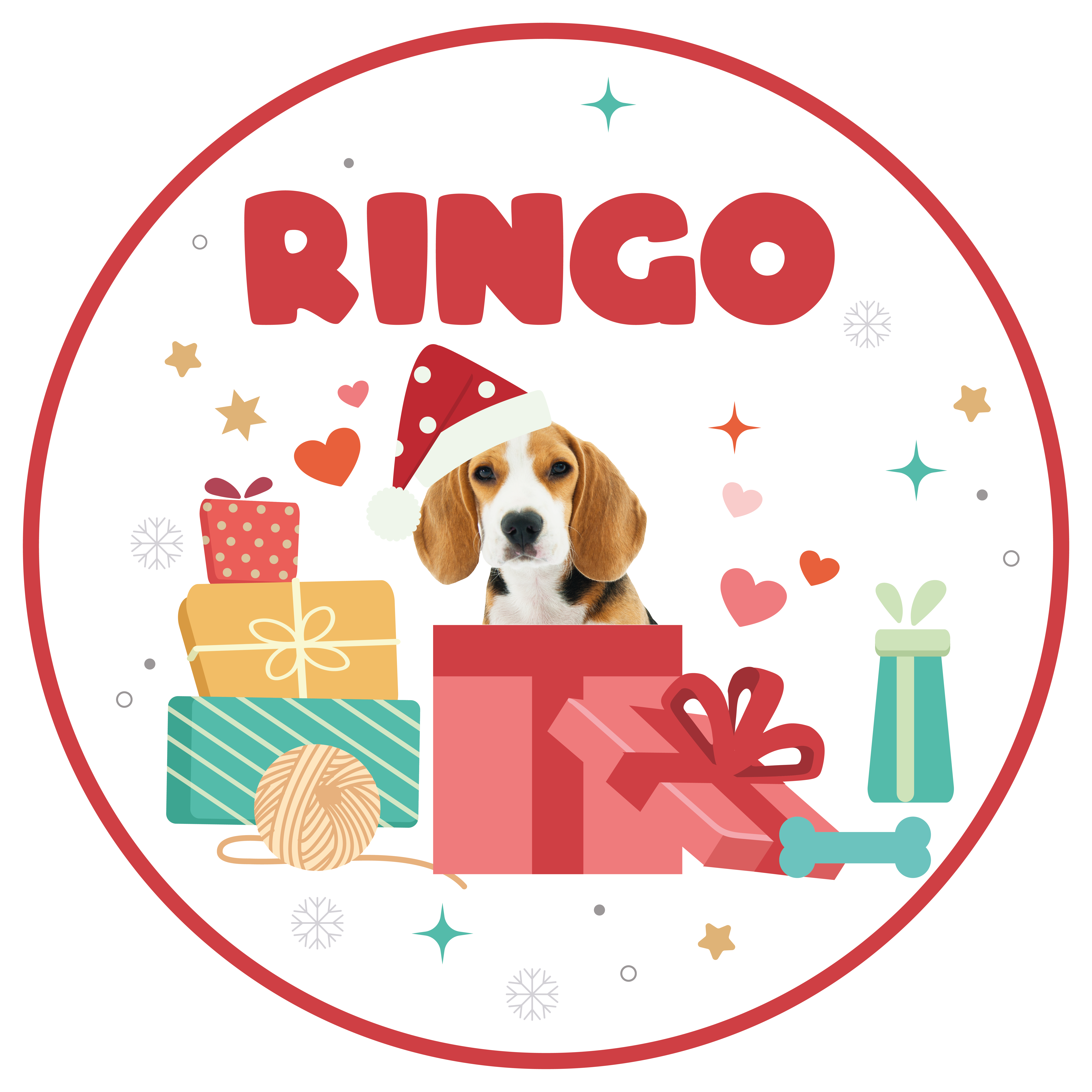 Tapis vinyle rond noël chien avec nom personnalisé - TenStickers