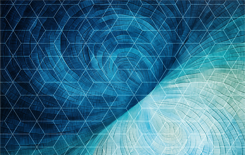 Tapis vinyle salle de bain abstrait bleu - TenStickers