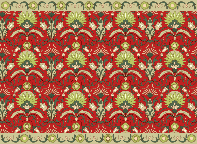 Tapis vinyle salle à manger design vert traditionnel - TenStickers