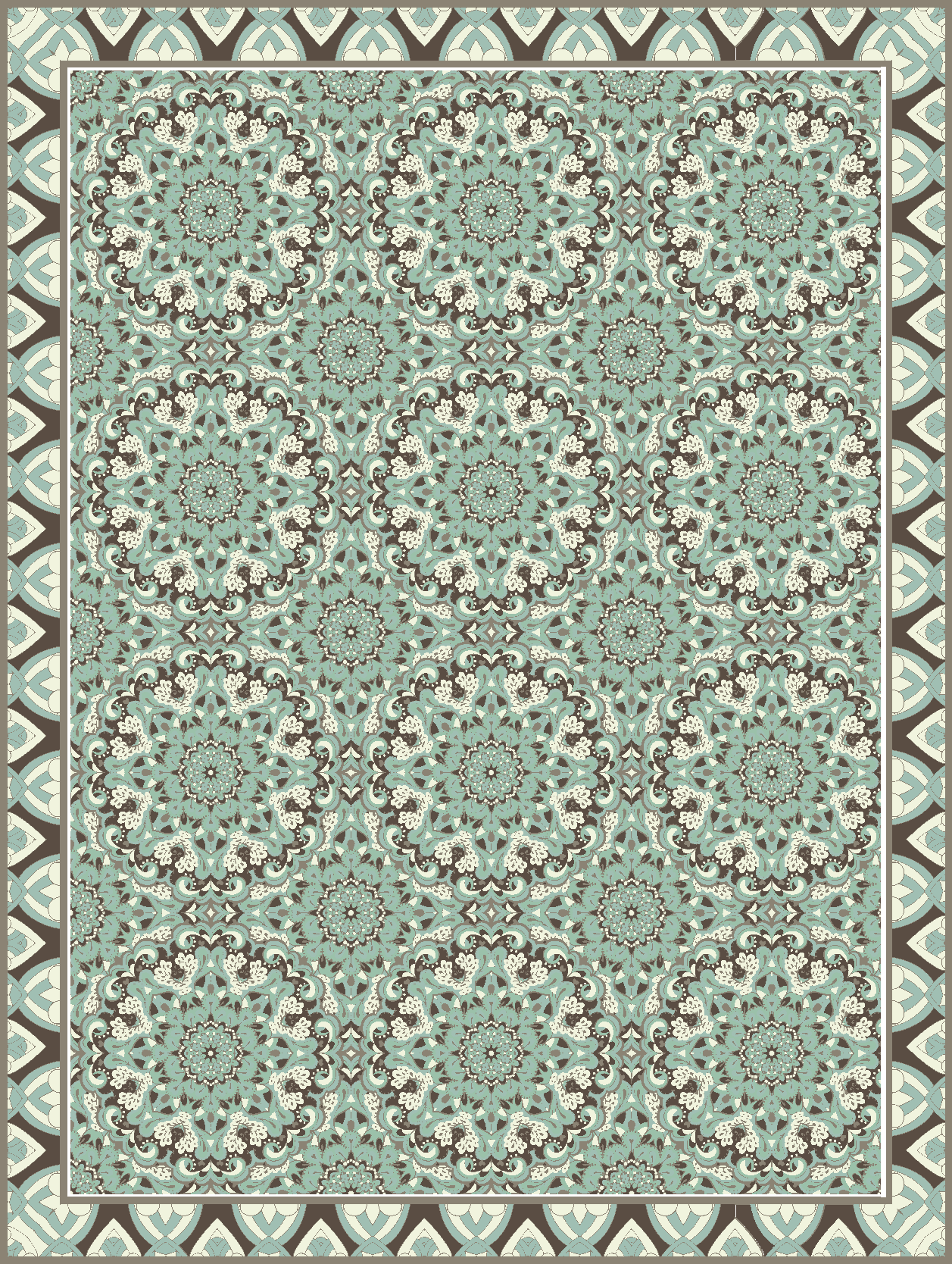 Tapis vinyle salle à manger motif de carreaux floraux - TenStickers