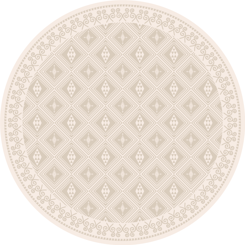 Tapis vinyle rond beige losanges et motifs tribaux - TenStickers