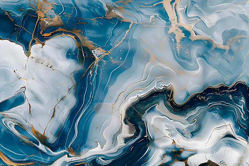 Tapis vinyle marbre couleurs bleu marine et blanc - TenStickers