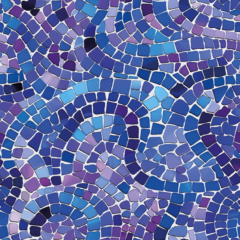 Tapis vinyle bleu effet mosaïque - TenStickers