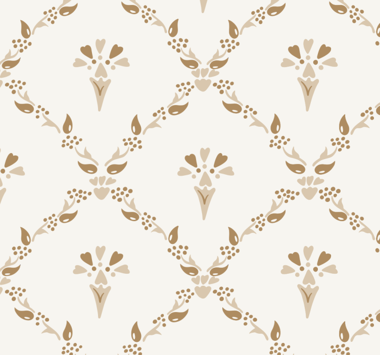 Papier peint beige motif floral hexagonal vintage - TenStickers