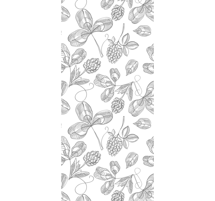Papier peint feuilles motif de conception gris et blanc - TenStickers