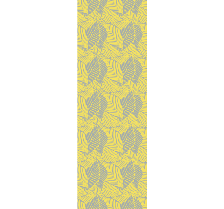 Papier peint feuilles motif gris et jaune vif - TenStickers