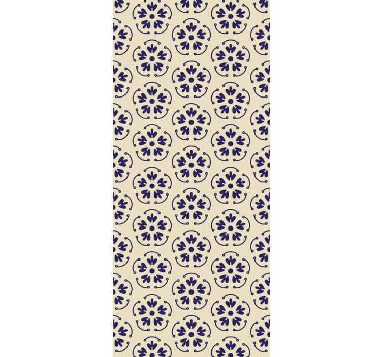 Papier peint fleurs motifs bleus ronds - TenStickers