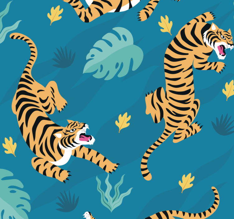 Papier peint tigres style exotique - TenStickers