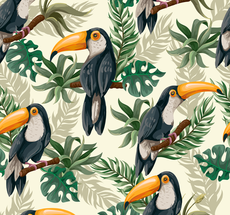 Papier peint salon jungle toucan - TenStickers