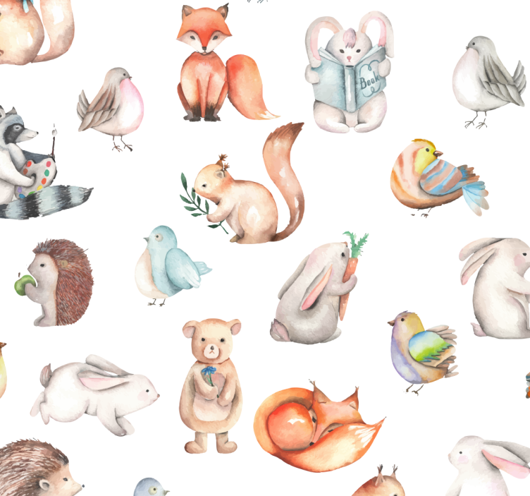 Papier peint mignons animaux de la forêt - TenStickers