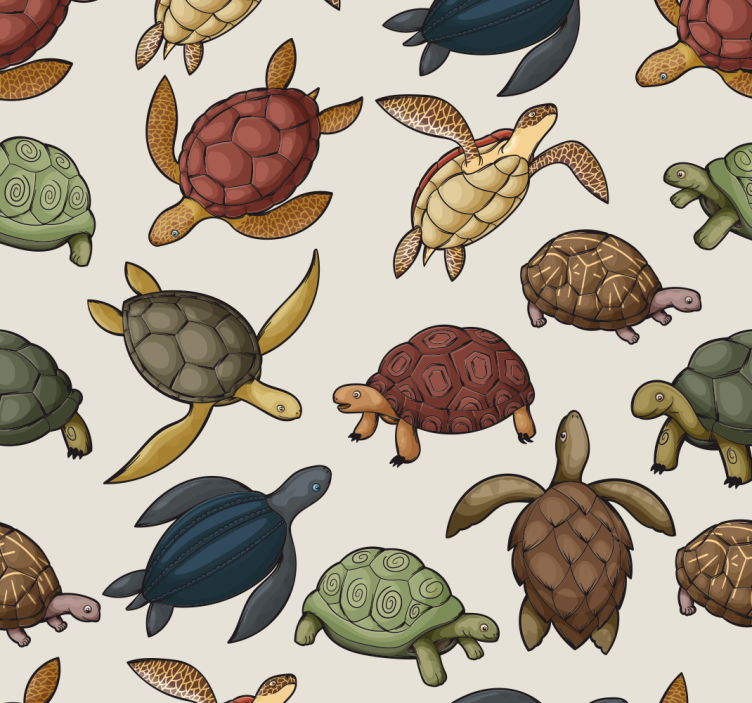 Papier peint animaux motif tortue beige - TenStickers