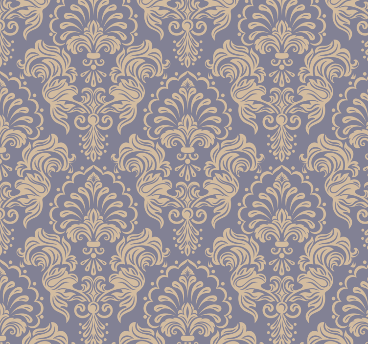 Papier peint baroque style ancien bleu et crème - TenStickers