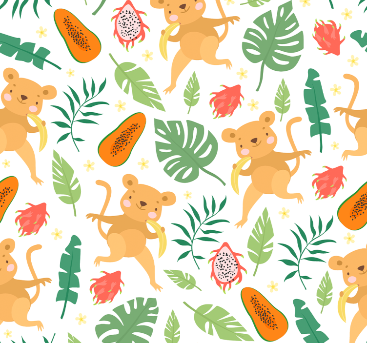 Papier peint animaux motif de jungle de singes - TenStickers