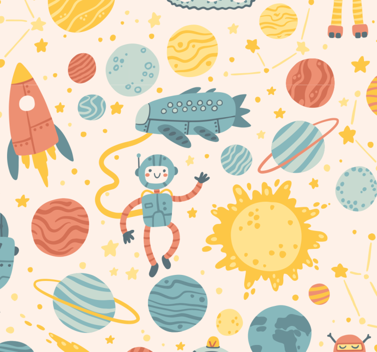 Papier peint chambre enfant scène d'aventure spatiale - TenStickers
