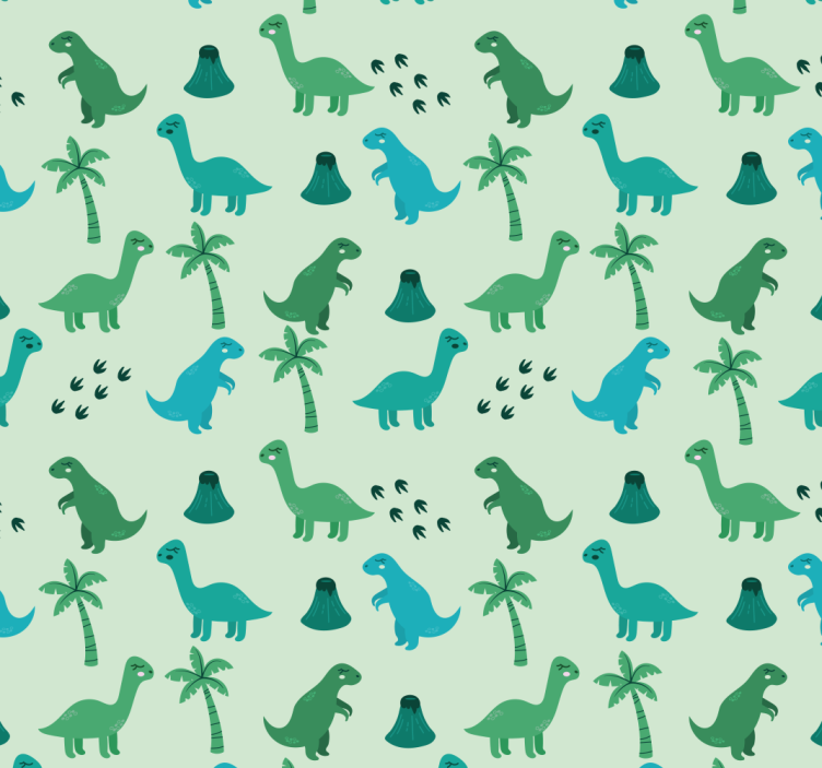 Papier peint dinosaures illustration vert - TenStickers