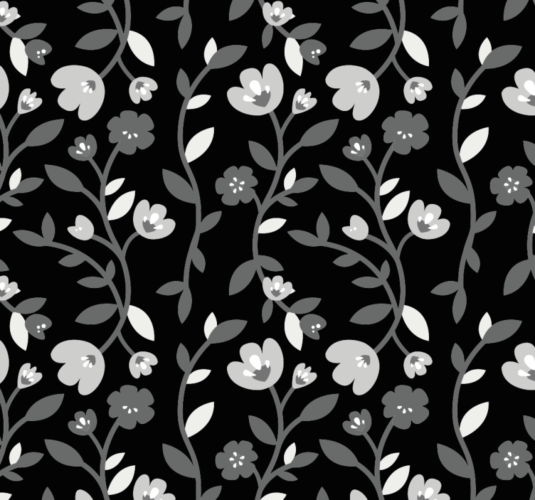 Papier peint fleurs motifs minimalistes noir blanc et gris - TenStickers