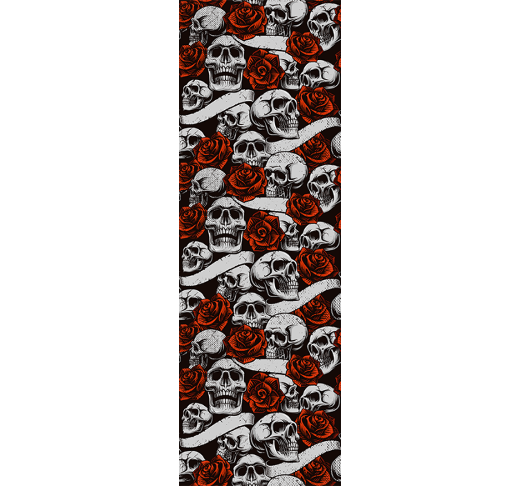 Papier peint art fleurs de crânes gothiques - TenStickers