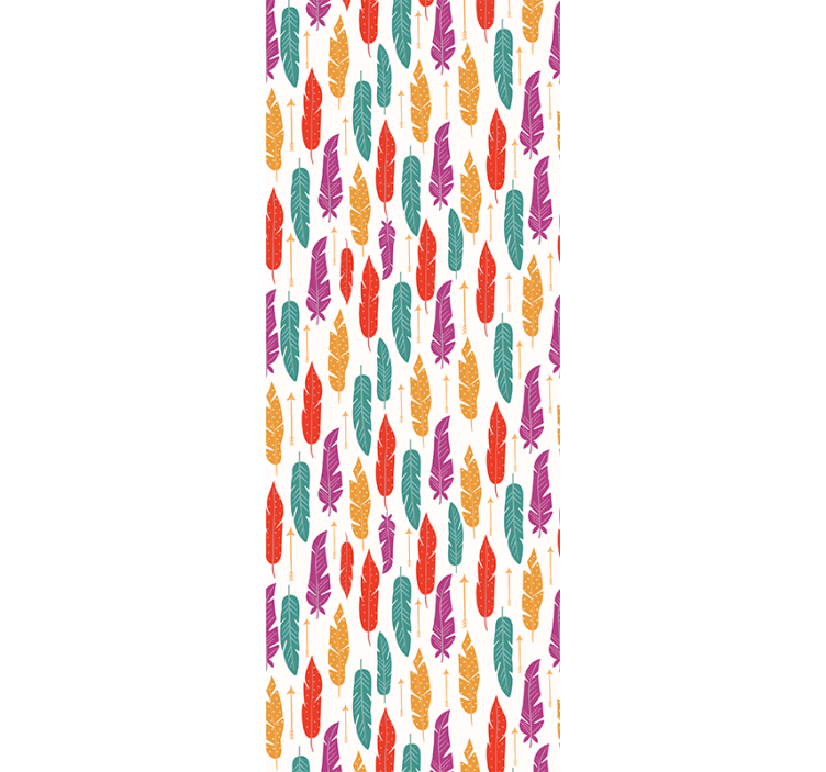 Papier peint feuilles motif de plumes - TenStickers