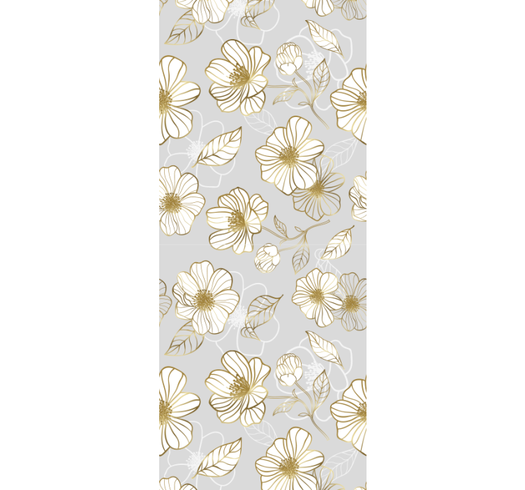 Papier peint fleurs motif floral doré - TenStickers