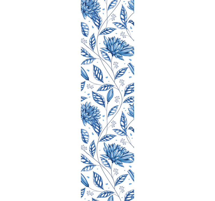 Papier peint floral motif fleuri bleu - TenStickers