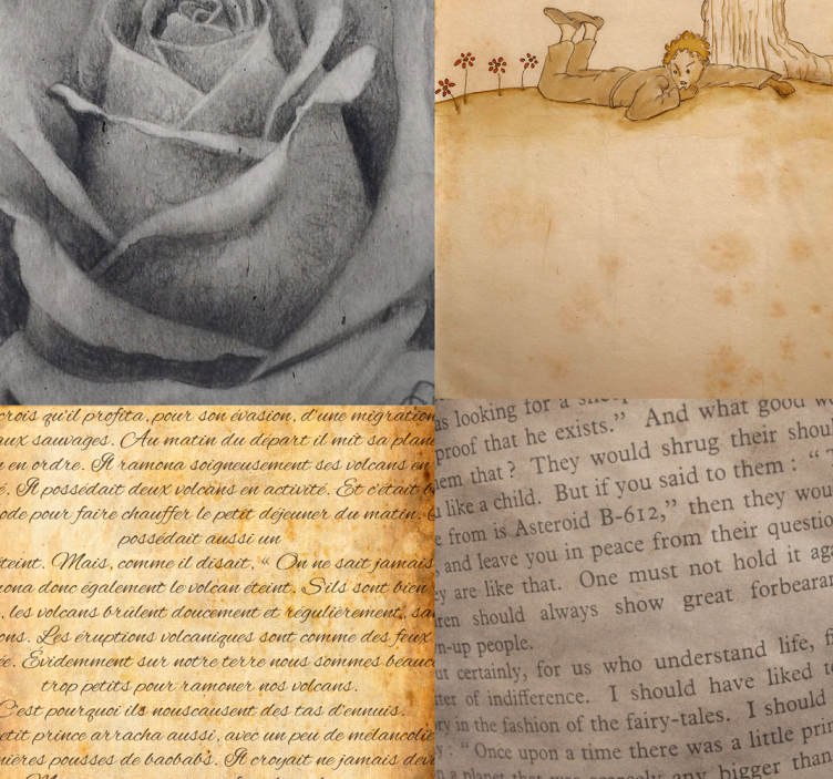 Papier peint texte collage du petit prince - TenStickers