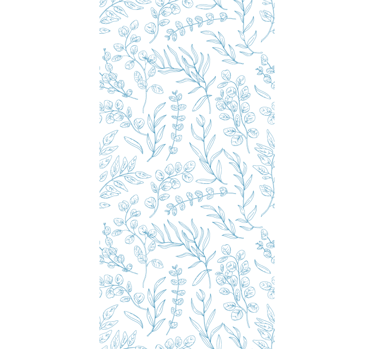 Papier peint feuilles motif de croquis bleus - TenStickers