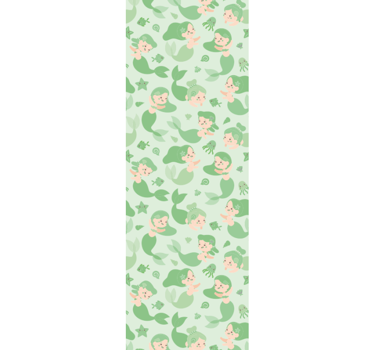 Papier peint chambre enfant vert motif de sirènes  - TenStickers
